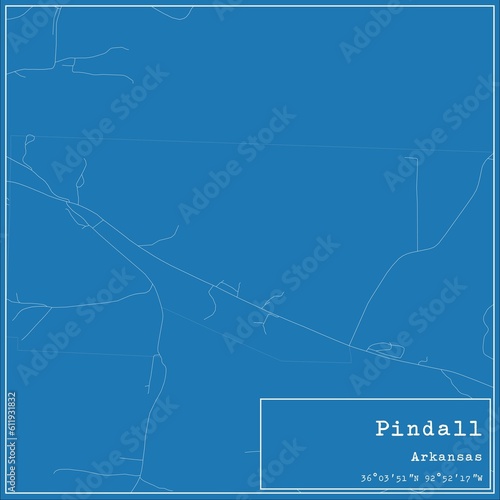 Blueprint US city map of Pindall, Arkansas.