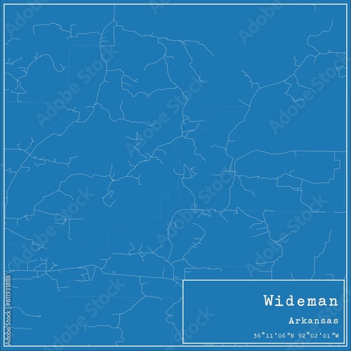 Blueprint US city map of Wideman, Arkansas. photo