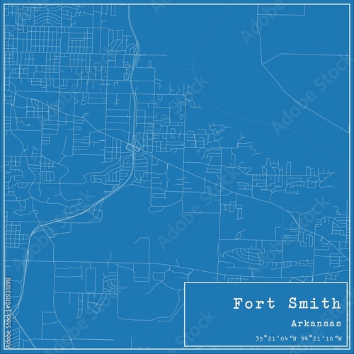 Blueprint US city map of Fort Smith, Arkansas.