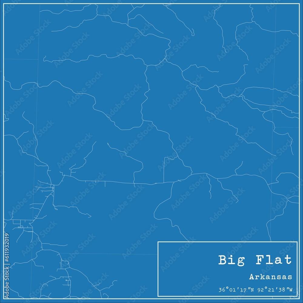 Blueprint US city map of Big Flat, Arkansas.