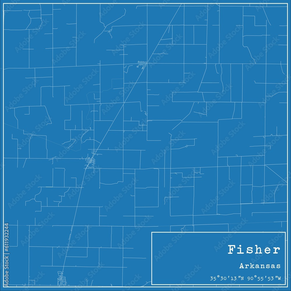 Blueprint US city map of Fisher, Arkansas. Blueprint US city map of Fisher, Arkansas.