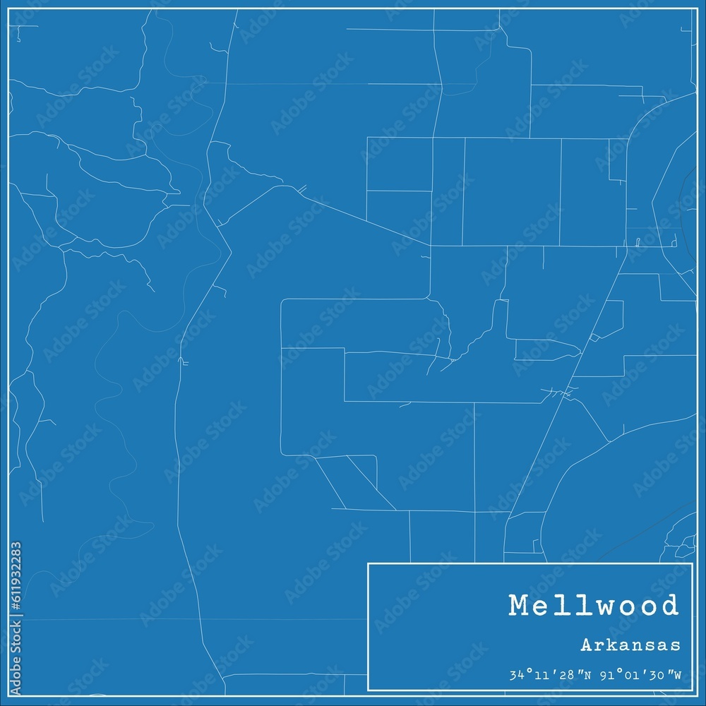 Fototapeta premium Blueprint US city map of Mellwood, Arkansas.