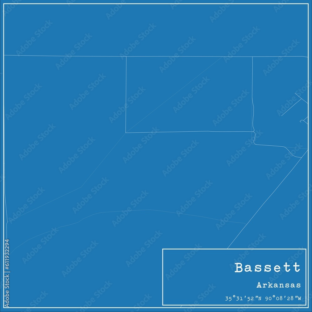 Blueprint US city map of Bassett, Arkansas. Blueprint US city map of Bassett, Arkansas.