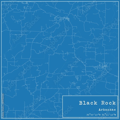 Blueprint US city map of Black Rock, Arkansas.