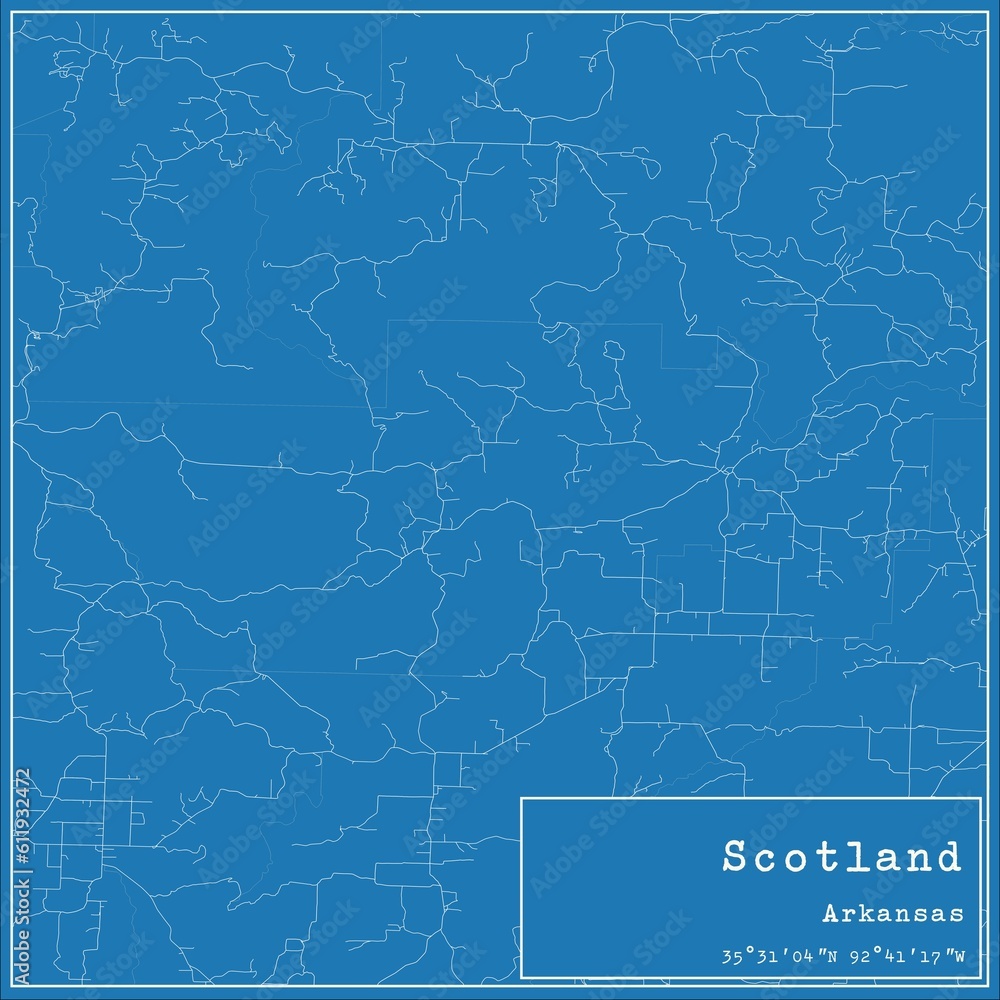 Blueprint US city map of Scotland, Arkansas. Blueprint US city map of Scotland, Arkansas.