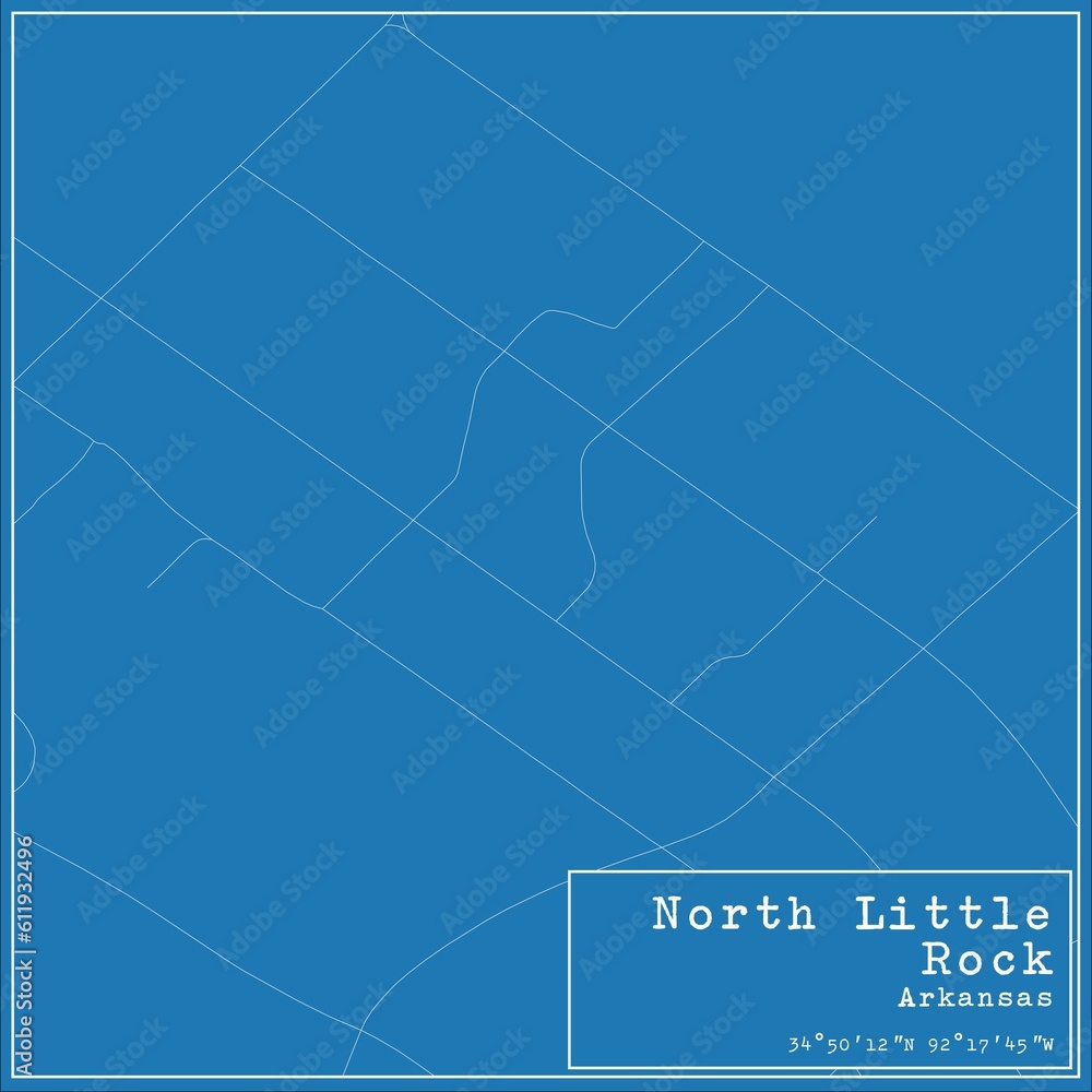 Blueprint US city map of North Little Rock, Arkansas.
