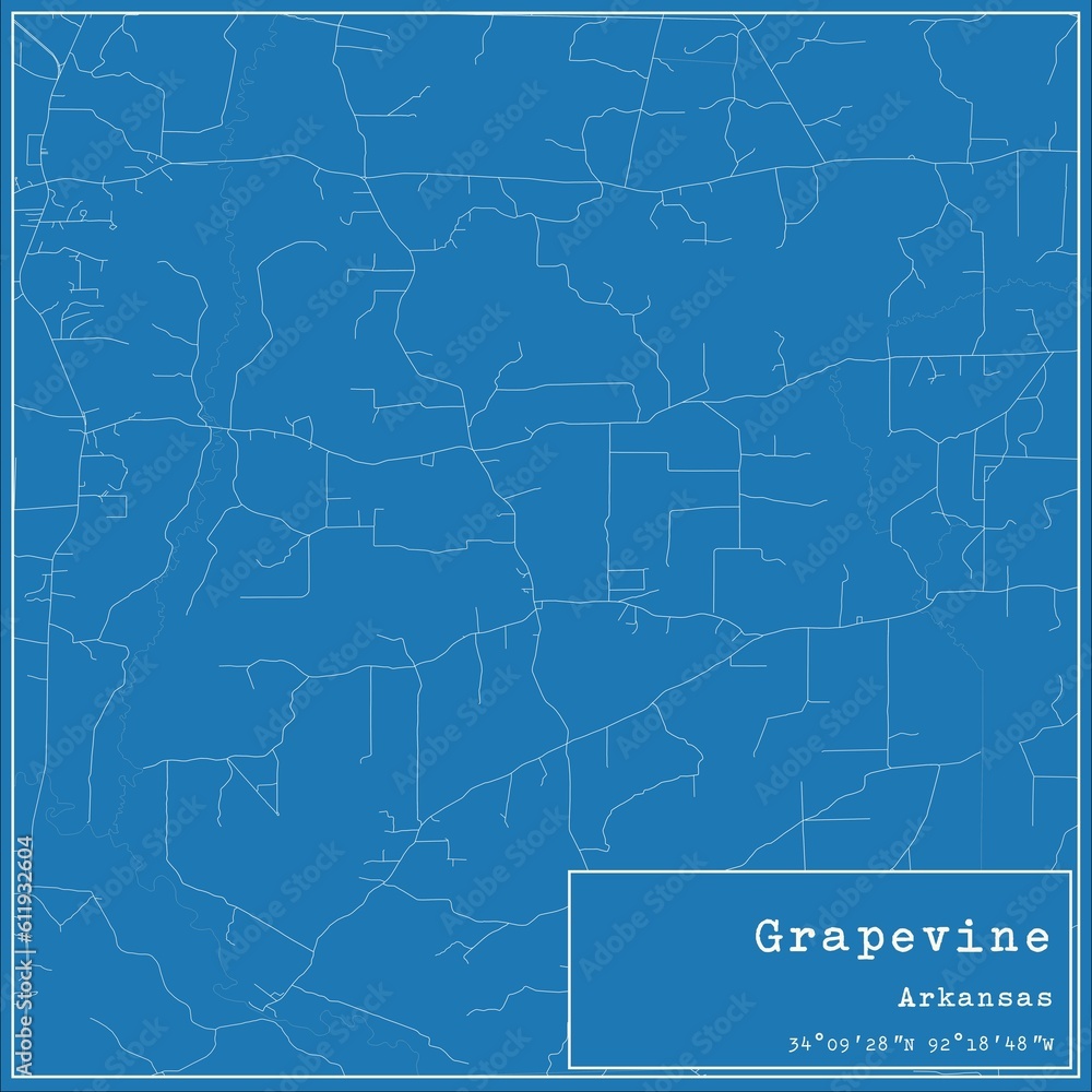 Fototapeta premium Blueprint US city map of Grapevine, Arkansas.