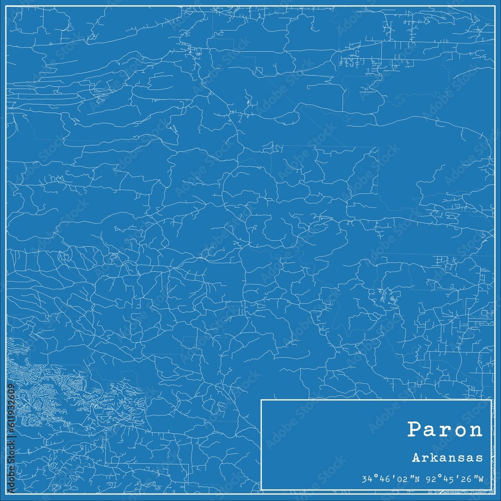 Fototapeta premium Blueprint US city map of Paron, Arkansas.