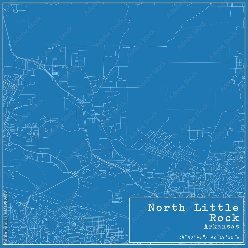 Fototapeta premium Blueprint US city map of North Little Rock, Arkansas.