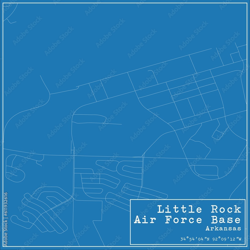 Fototapeta premium Blueprint US city map of Little Rock Air Force Base, Arkansas.