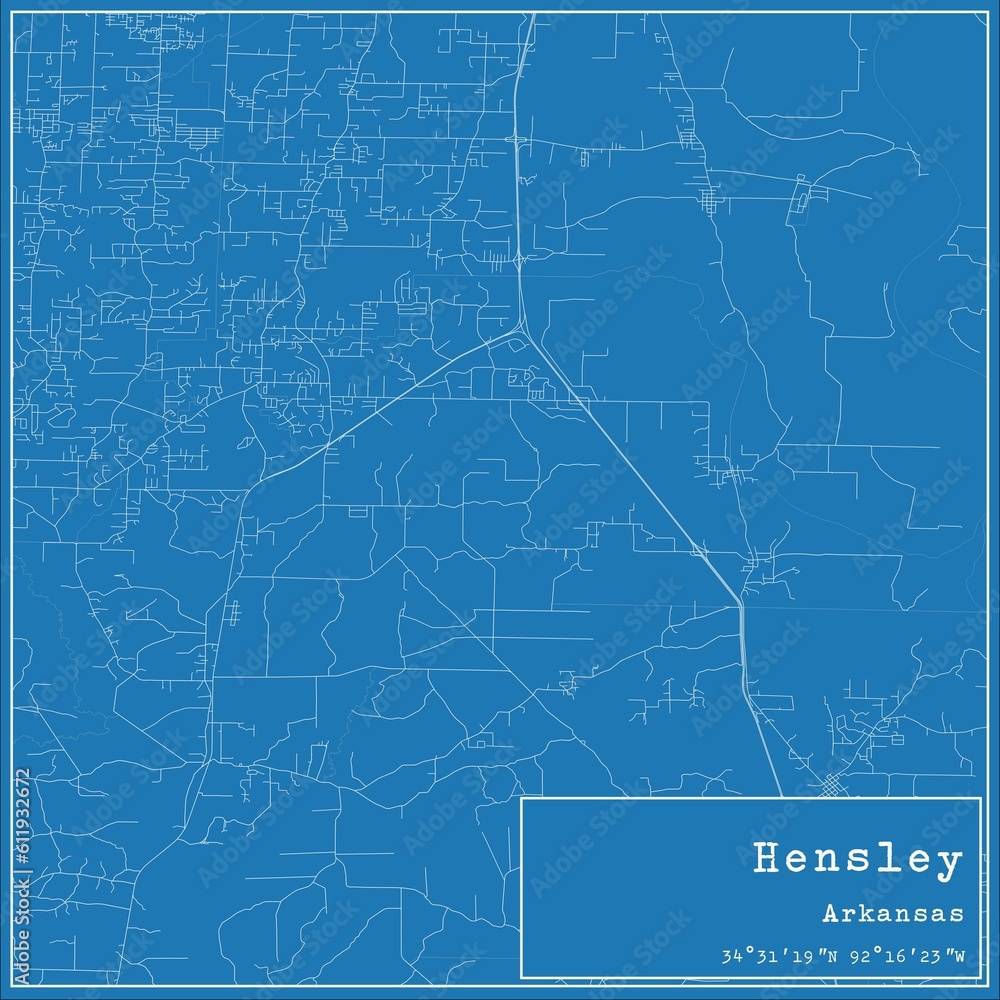 Blueprint US city map of Hensley, Arkansas. Blueprint US city map of Hensley, Arkansas.