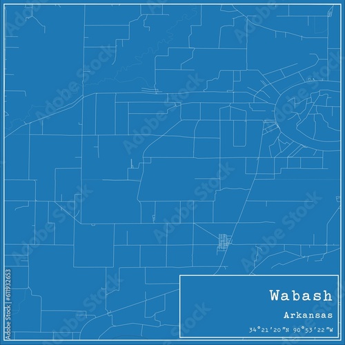 Blueprint US city map of Wabash, Arkansas. photo