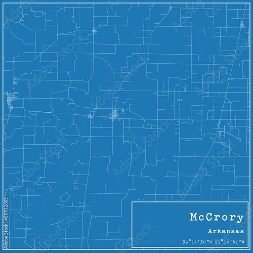 Blueprint US city map of McCrory, Arkansas.