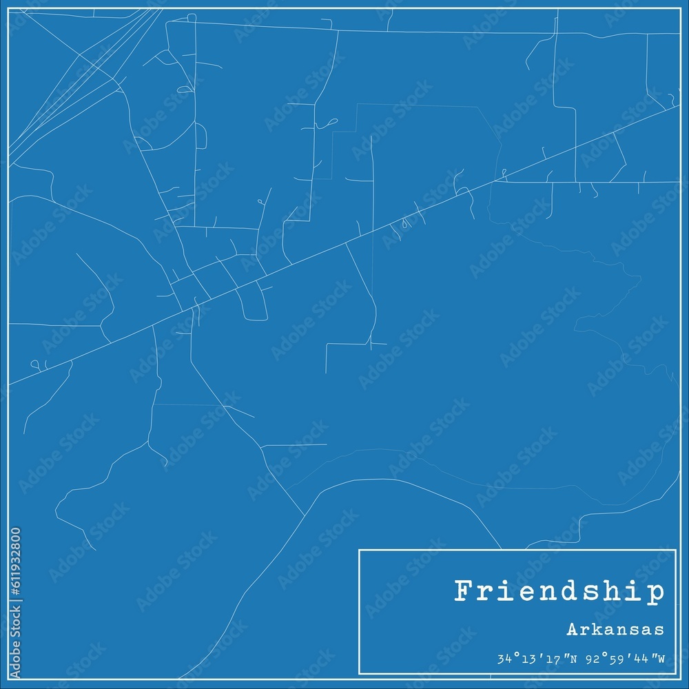 Fototapeta premium Blueprint US city map of Friendship, Arkansas.