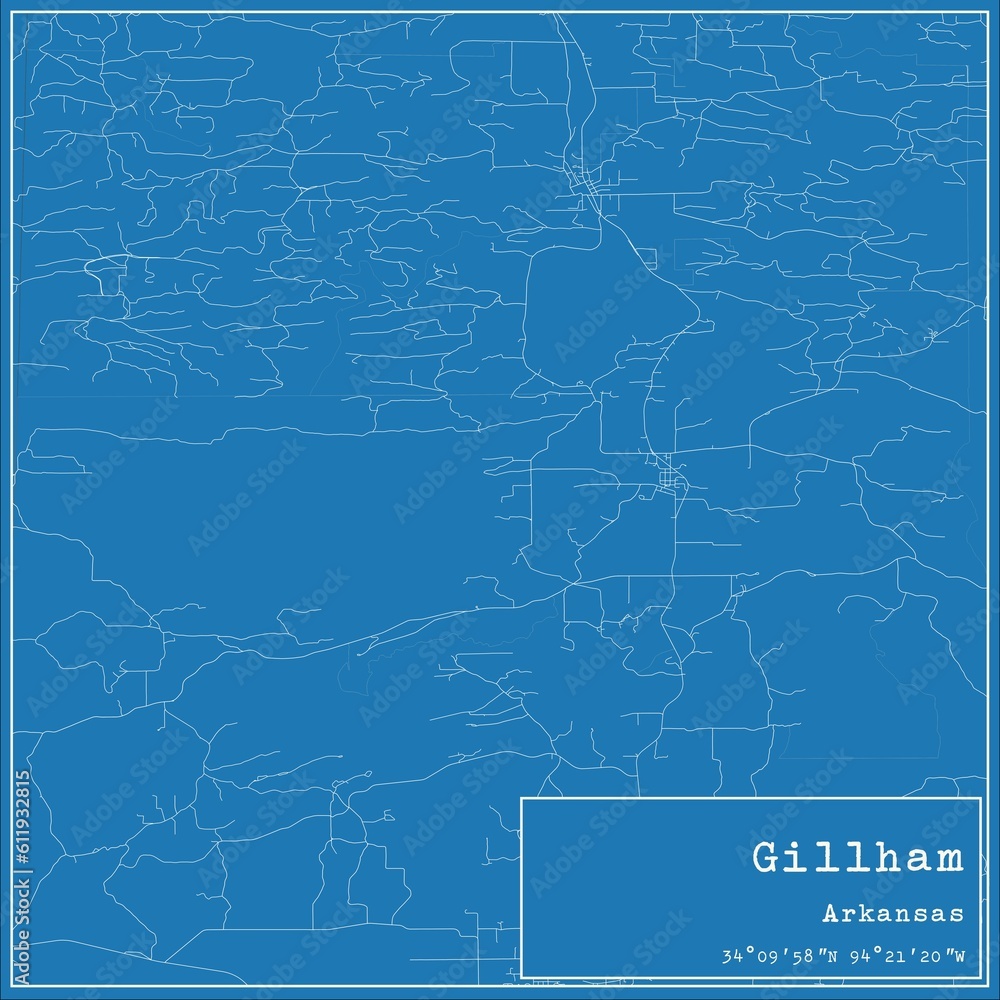 Blueprint US city map of Gillham, Arkansas. Blueprint US city map of Gillham, Arkansas.