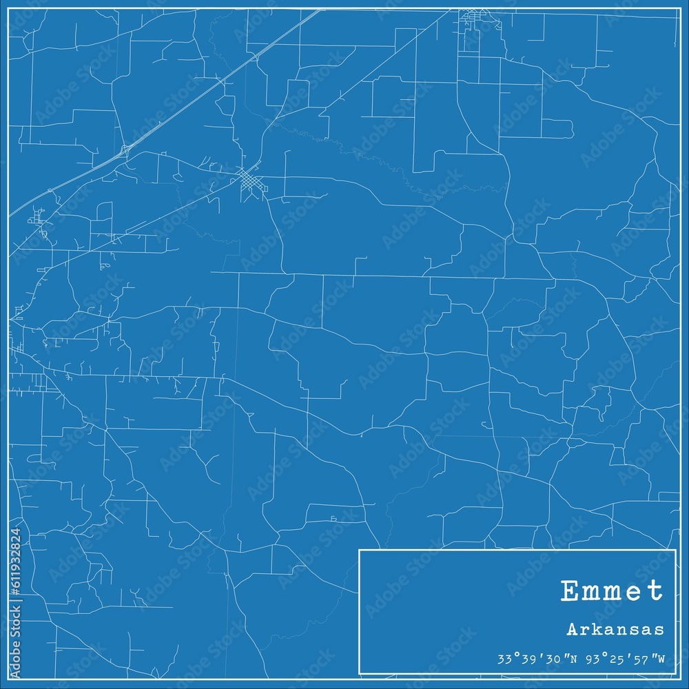 Fototapeta premium Blueprint US city map of Emmet, Arkansas.