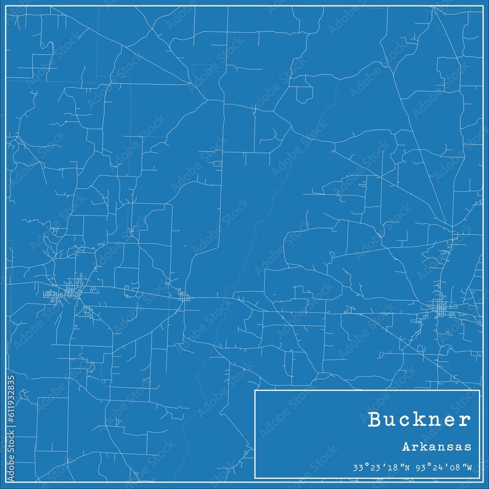 Fototapeta premium Blueprint US city map of Buckner, Arkansas.