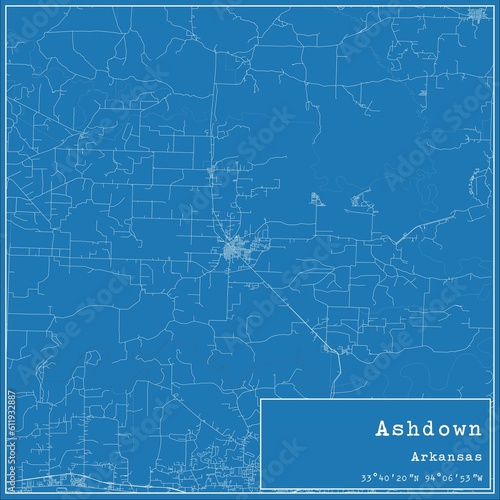 Wallpaper Mural Blueprint US city map of Ashdown, Arkansas. Torontodigital.ca