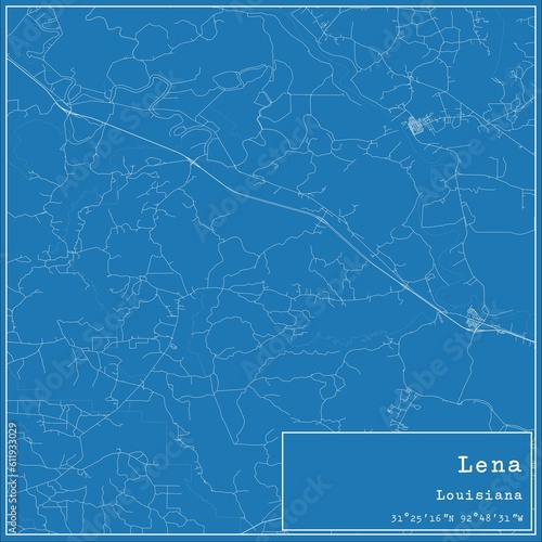 Blueprint US city map of Lena, Louisiana.