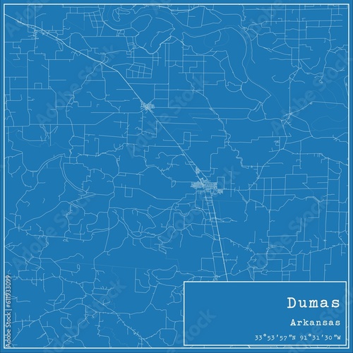 Blueprint US city map of Dumas, Arkansas. photo