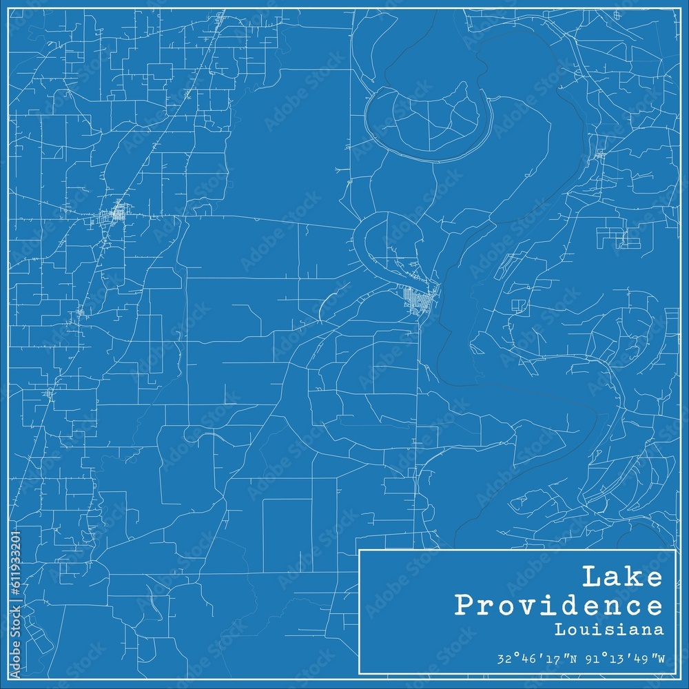 Fototapeta premium Blueprint US city map of Lake Providence, Louisiana.
