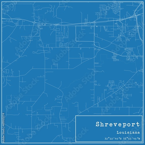 Wallpaper Mural Blueprint US city map of Shreveport, Louisiana. Torontodigital.ca