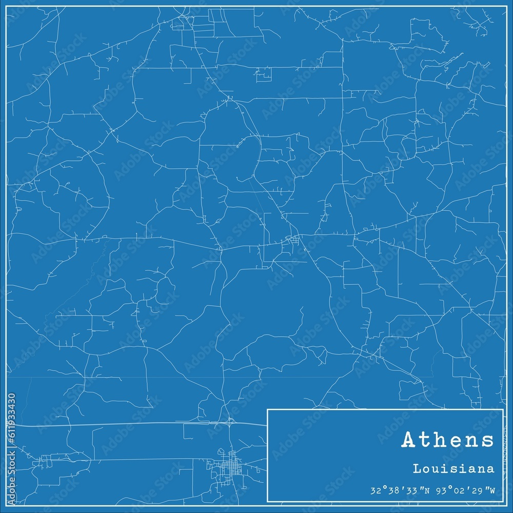 Blueprint US city map of Athens, Louisiana. Blueprint US city map of Athens, Louisiana.