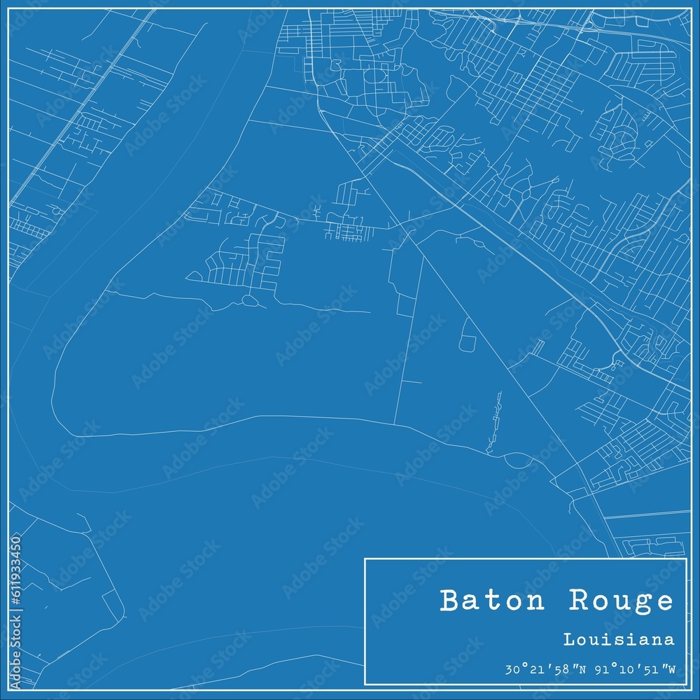 Blueprint US city map of Baton Rouge, Louisiana. Blueprint US city map of Baton Rouge, Louisiana.