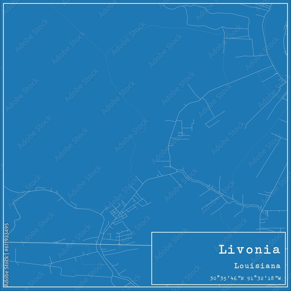 Blueprint US city map of Livonia, Louisiana. Blueprint US city map of Livonia, Louisiana.