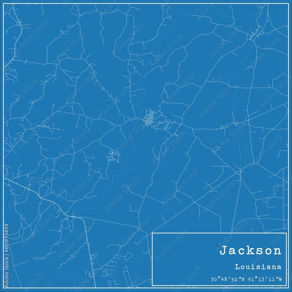 Blueprint US city map of Jackson, Louisiana. Blueprint US city map of Jackson, Louisiana.