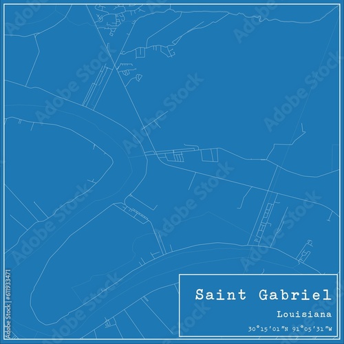 Blueprint US city map of Saint Gabriel, Louisiana. photo