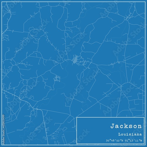 Blueprint US city map of Jackson, Louisiana.