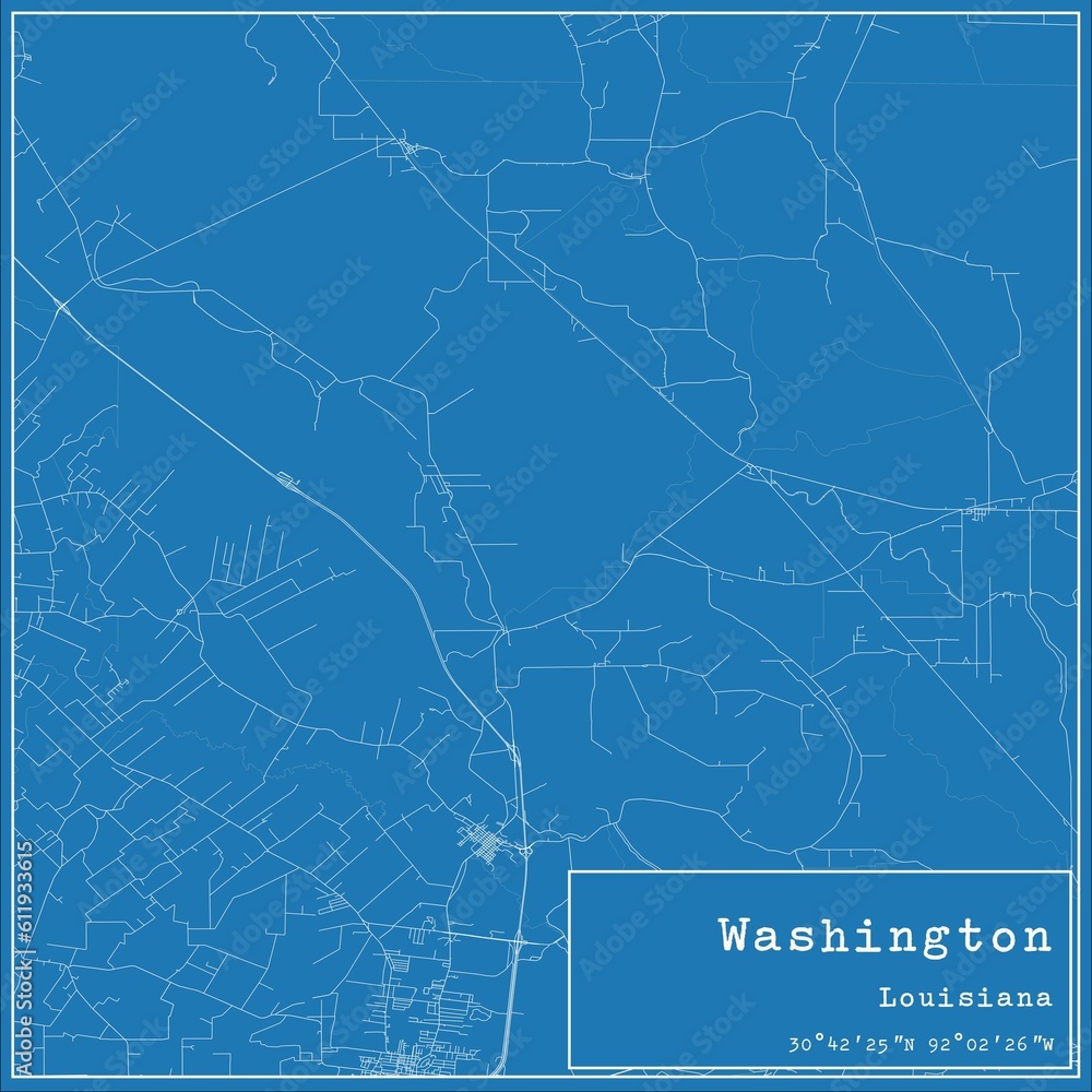 Blueprint US city map of Washington, Louisiana.