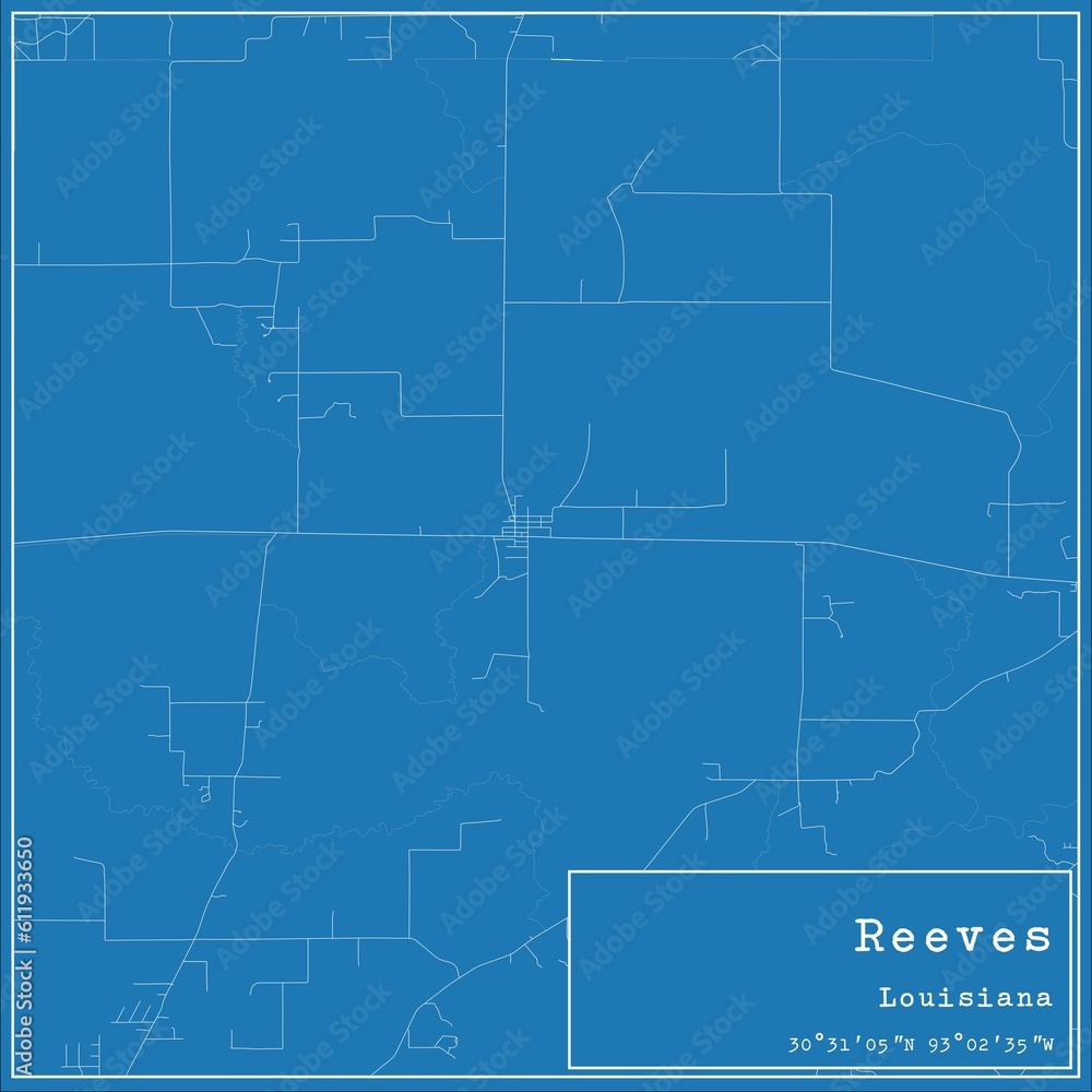 Blueprint US city map of Reeves, Louisiana. Blueprint US city map of Reeves, Louisiana.
