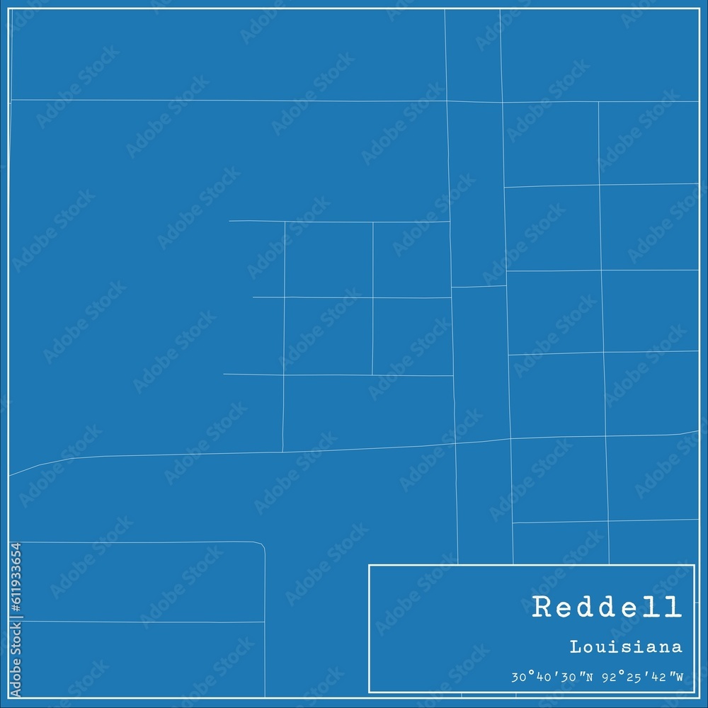 Blueprint US city map of Reddell, Louisiana.