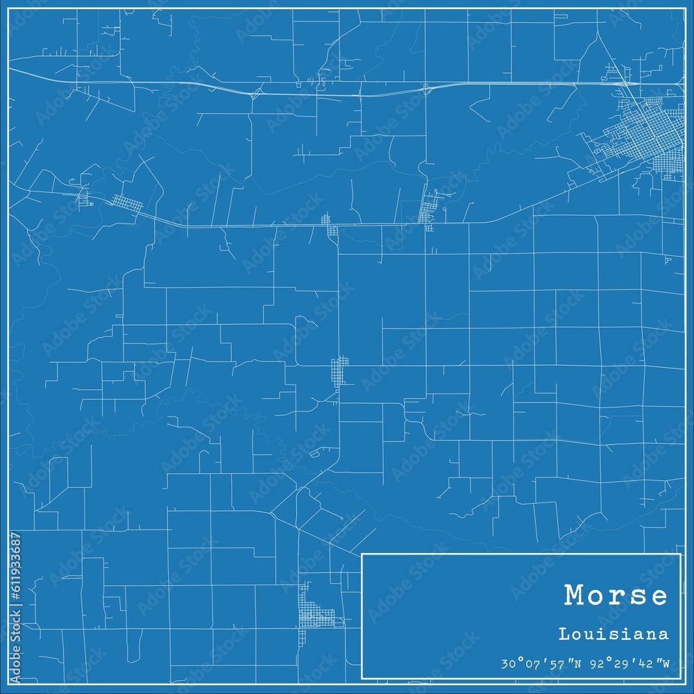 Blueprint US city map of Morse, Louisiana.