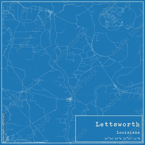 Blueprint US city map of Lettsworth  Louisiana.