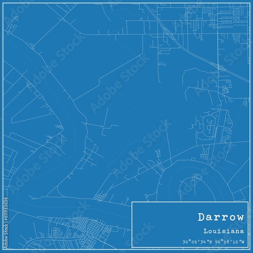 Blueprint US city map of Darrow  Louisiana.