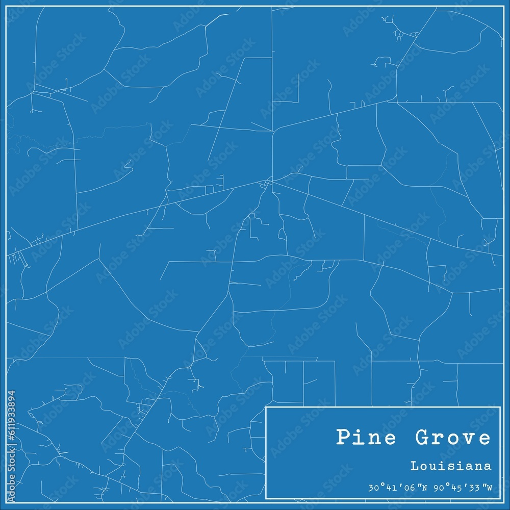 Blueprint US city map of Pine Grove, Louisiana.