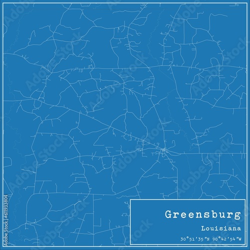 Blueprint US city map of Greensburg, Louisiana.