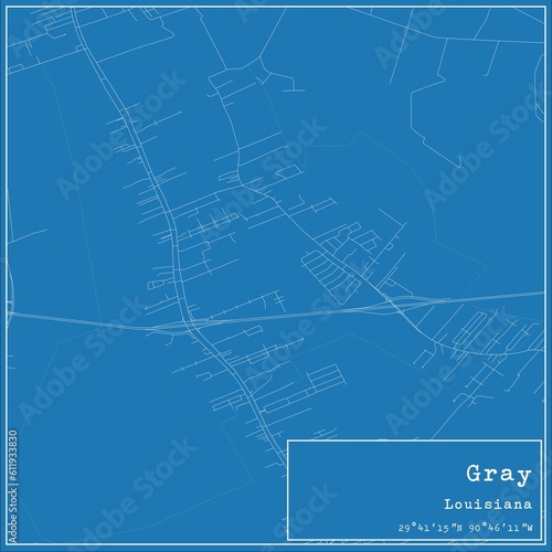 Blueprint US city map of Gray, Louisiana.