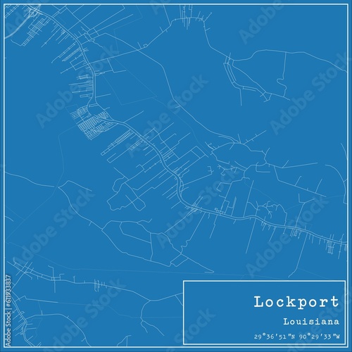 Blueprint US city map of Lockport, Louisiana. photo