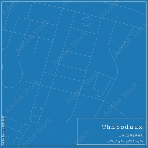 Blueprint US city map of Thibodaux, Louisiana. photo