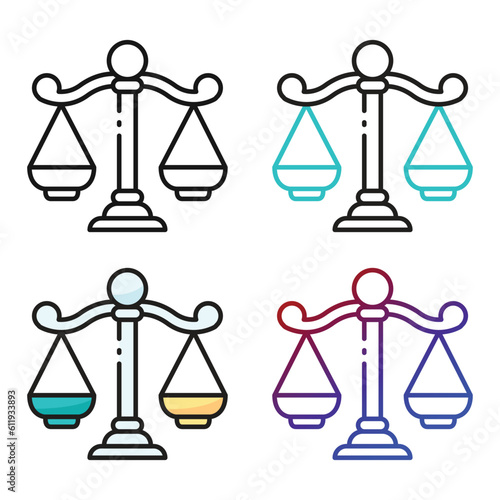 Law scale icon design in four variation color