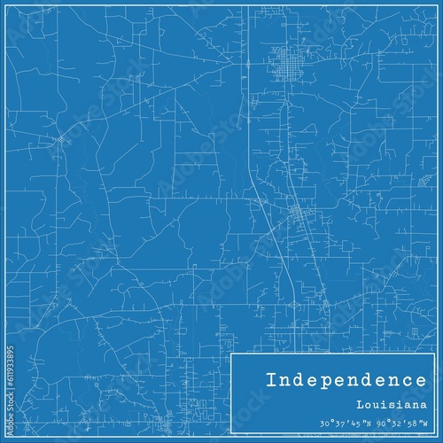 Blueprint US city map of Independence, Louisiana. photo