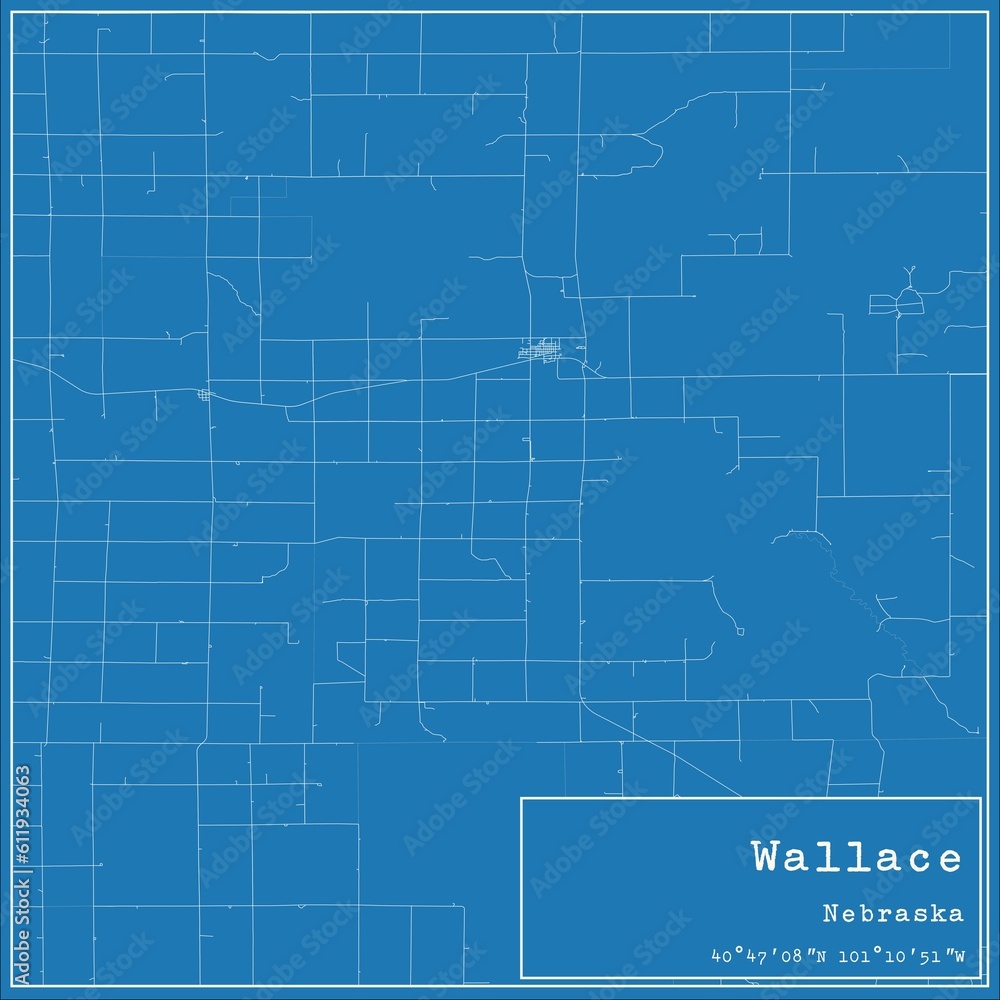 Blueprint US city map of Wallace, Nebraska. Blueprint US city map of Wallace, Nebraska.
