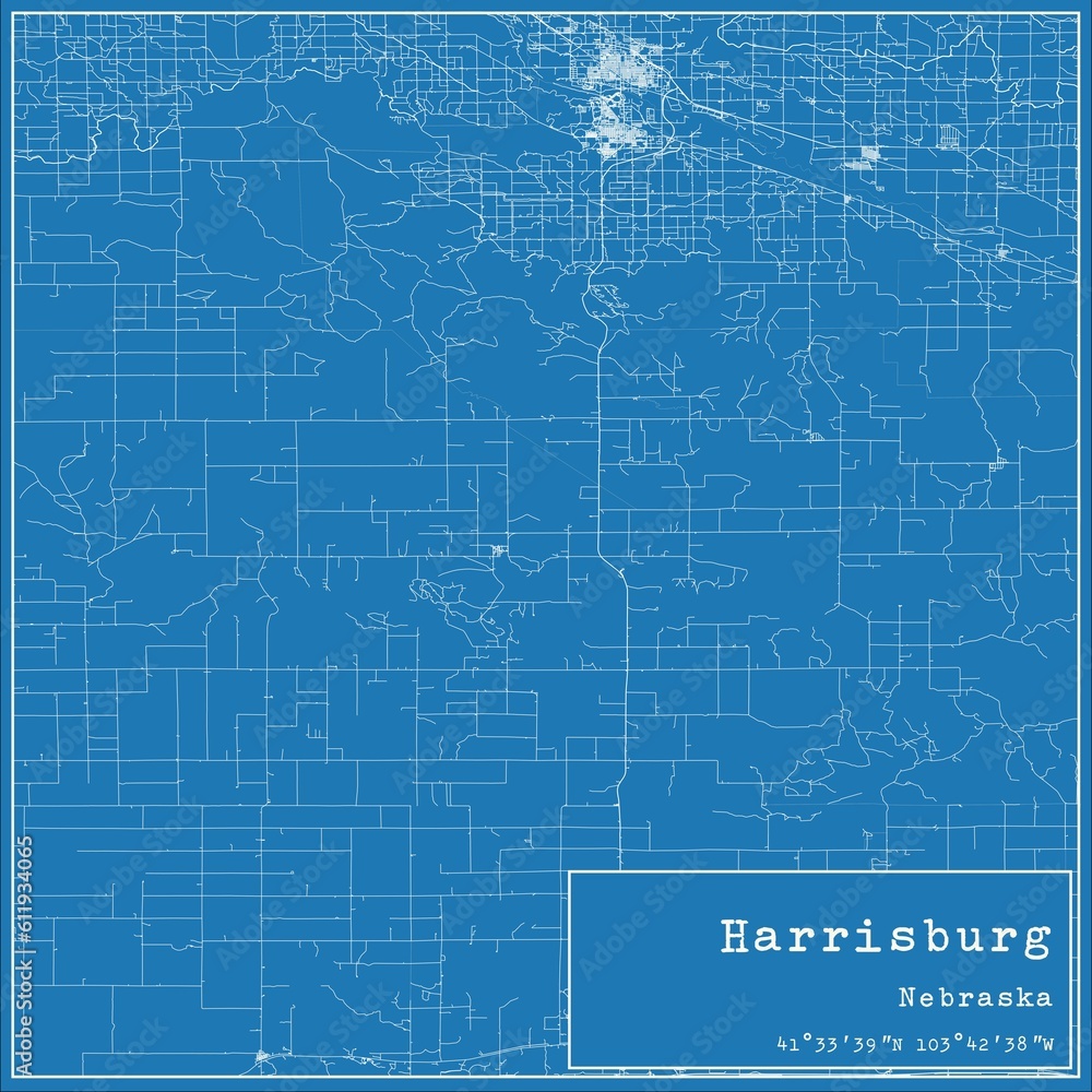 Blueprint US city map of Harrisburg, Nebraska. Blueprint US city map of Harrisburg, Nebraska.