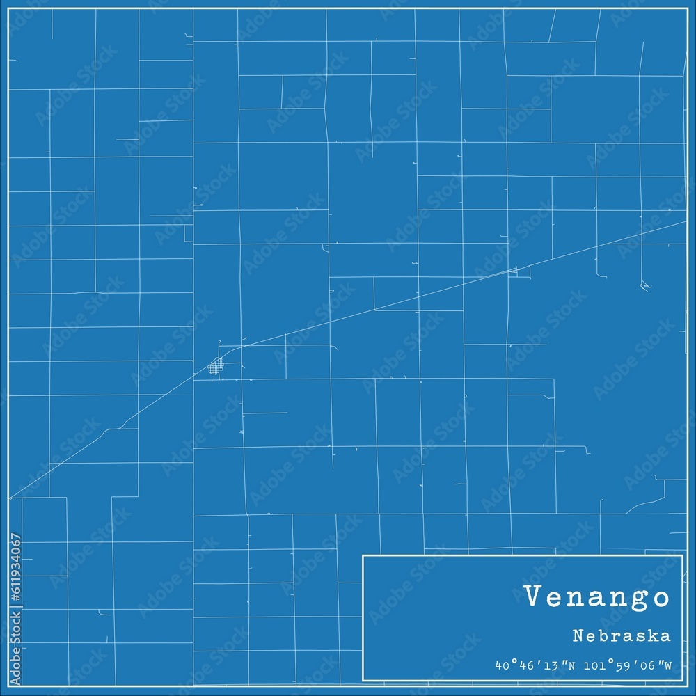 Blueprint US city map of Venango, Nebraska.