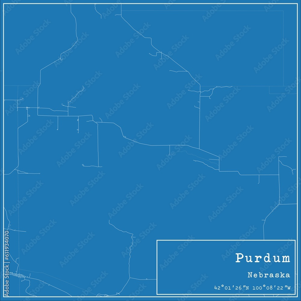 Blueprint US city map of Purdum, Nebraska.
