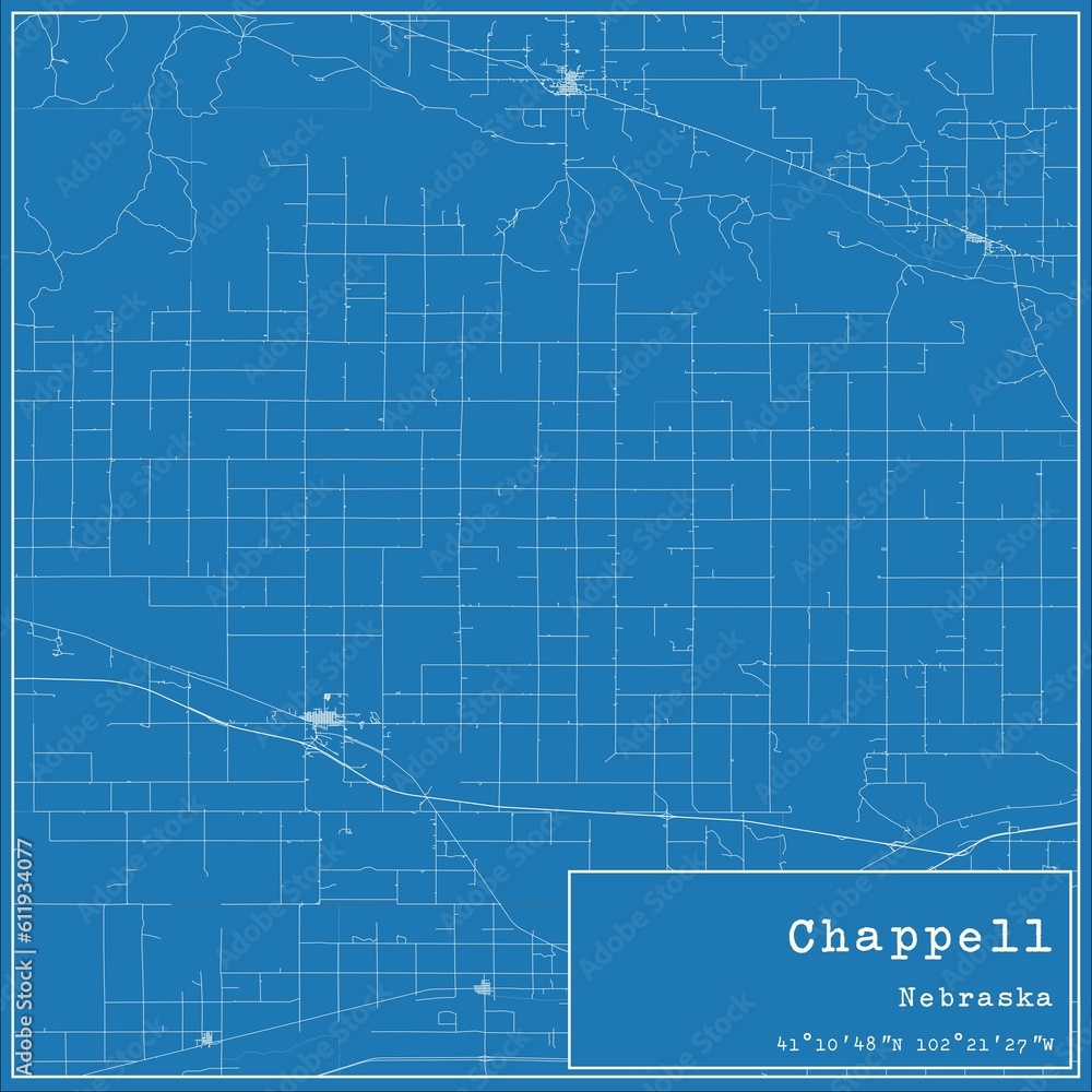Blueprint US city map of Chappell, Nebraska. Blueprint US city map of Chappell, Nebraska.